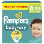 Baby Dry - Maat 6 - Mega Maandbox- 216 luiers - 13/18 KG