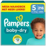 Baby Dry - Maat 5 - Mega Maandbox - 216 stuks - 11/16 KG