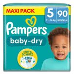 Baby-Dry luiers, maat 5 Junior , 11-16kg, Maxi Pack (1 x 90 luiers)