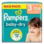 Baby-Dry luiers, maat 3, 6-10kg, Maxi Pack (1 x 124 luiers)