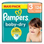 Baby-Dry luiers, maat 3, 6-10 kg, maxiverpakking (1 x 124 luiers)