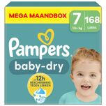 Baby Dry - Maat 7 - Mega Maandbox - 168 stuks - 15+ KG