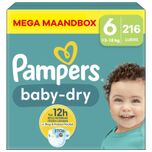 Baby Dry - Maat 6 - Mega Maandbox- 216 luiers - 13/18 KG