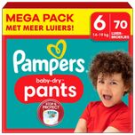 Baby Dry Pants - Maat 6 - Mega Pack - 70 stuks - 15+ KG