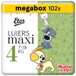 Woezel & Pip Luiers Maxi Maat 4 - 7-18 kg - Megabox - 102 stuks