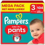 Baby Dry Pants - Maat 3 - Mega Pack - 104 stuks - 6/11 KG