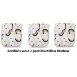 Luiers - wasbare luiers 3-pack Blue Yellow Rainbow 3-15 kg - luierbroekje - dubbele antilek preventie - drukknoopjes en verstelbaar maat S, M, L maat 1 t/m 5