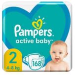 Active Baby Luiers Maat 2 - (4-8kg) -168 st + inbegrepen 1 x doekje fresh clean 52 wipes