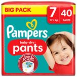 Baby Pants Baby Dry Maat 7 Extra Large (17+ kg), Big Pack, 40 luierbroekjes