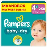Baby Dry - Maat 4+ - Mega Maandbox - 258 stuks - 10/15 KG