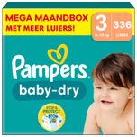 Baby Dry - Maat 3 - Mega Maandbox - 336 stuks - 6/10 KG