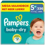Baby Dry - Maat 5+ - Mega Maandbox- 336 stuks - 12/17 KG