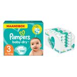 Baby-Dry Maandbox Maat 3 198 Luiers En Aqua Pure 864 Billendoekjes Pakket