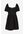 H & M - Tricot jurk met structuurdessin en pofmouwen - Zwart