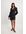 Asymmetrische mini-jurk met lange mouwen en knopen - Black