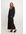 Gestructureerde maxi-jurk met diepe hals en lange mouwen - Black