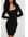 Geribde mini-jurk met vierkante halslijn - Black
