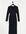 Geribbelde midi jurk met 3/4-e mouwen en strik voor in zwart