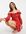 Mini-jurk met bardot halslijn in rode bloemenprint-Rood