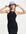Geribbelde mini-jurk van biologisch katoen met halternek in zwart