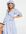 Midi jurk van katoenen popeline met overslag en stippen-Blauw