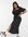 New Look Curve - Aangerimpelde midi jurk met pofmouwtjes in zwart