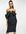 Schouderloze gedrapeerde midi bandeau-jurk met riem met gesp in zwart