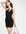 Minimalistische mini jurk met blote schouder en bandjes in zwart-Bruin
