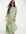 Midi-jurk met gesmokt lijfje en oversized kraag van seersucker met gingham ruit-Groen