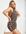 Bodycon mini jurk met hoge halternek en retro grafische print-Veelkleurig