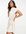Hoogsluitende mini-jurk van satijn met gestrikte ceintuur in oesterkleur-Wit