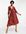 Midi-jurk van voile met stroken en kanten rand in rood