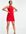 ASOS DESIGN Petite - Hoogsluitende mini jurk met gedraaide overslag in rood
