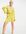 ASOS DESIGN Petite - Gedrapeerde mini jurk van schuin gesneden satijn met knoopjes in chartreuse-Geel