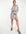 Schuingesneden soepelvallende mini-jurk met knopen van fluweel en paisley motief-Grijs