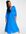 Satijnen midi jurk met lange mouwen in blauw