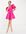 Melanie - Mini jurk met pofmouwen in fel bessen roze