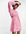 Wijduitlopende jurk met uitsnijdingen en geometrische bloemenprint-Roze