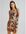 Mini jurk met lange mouwen en gekruiste bandjes met opvallende retro bloemenprint-Veelkleurig
