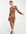 ASOS DESIGN Tall - Midi-jurk met lange mouwen, geknoopte voorkant en open achterkant in bruin met wervelprint-Veelkleurig