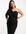 Midi jurk met blote schouder, gedrapeerd detail en split aan de voorkant in zwart