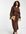 Pretty Lavish - Curve - Gebreide midaxi jurk met gestrikte taille in chocoladebruin