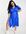 Midi jurk met overslag van satijn met gestrikte zijkanten in blauw