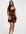 Exclusives - Fluwelen mini jurk met korsetmodel in chocoladebruin