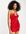 Satijnen mini jurk met rimpeleffect en lage ronde hals-Rood
