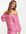 Exclusieve gerimpelde mini jurk met volumineuze mouwen in glitterend roze