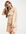 Gesmokte mini jurk met strook en wijde mouwen in beige-Neutraal