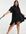 X Lorna Luxe - Mini-jurk met cape, ongelijke zoom en ruches in zwart