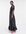 Lange jurk van imitatieleer met aangerimpelde taille-Zwart