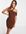 Mini-jurk met uitsnijding en blote schouder in chocoladebruin